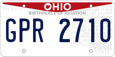 OH license plate GPR2710