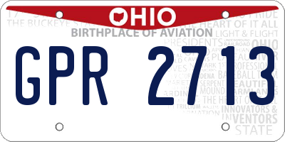 OH license plate GPR2713