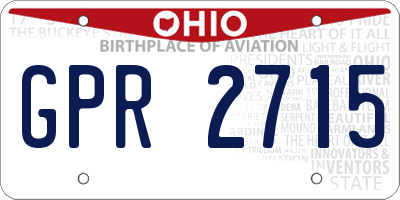 OH license plate GPR2715