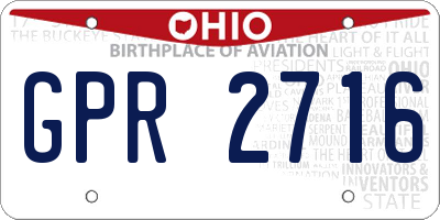 OH license plate GPR2716