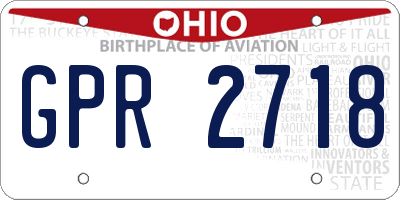 OH license plate GPR2718