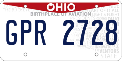 OH license plate GPR2728