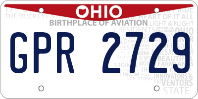 OH license plate GPR2729