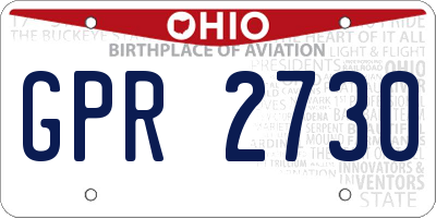 OH license plate GPR2730