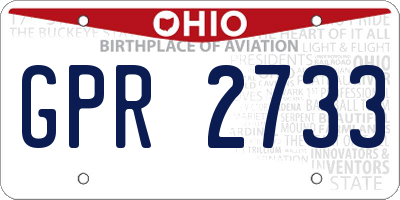 OH license plate GPR2733