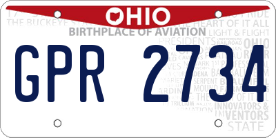 OH license plate GPR2734