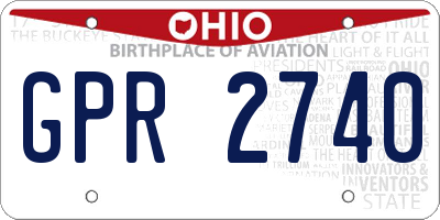 OH license plate GPR2740