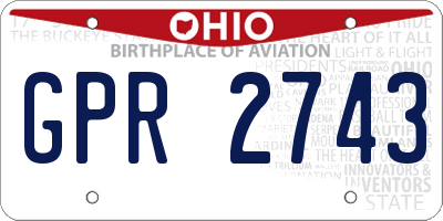 OH license plate GPR2743