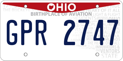 OH license plate GPR2747