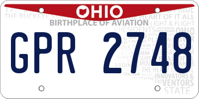 OH license plate GPR2748