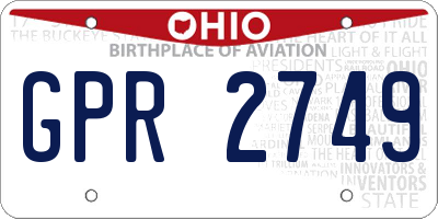 OH license plate GPR2749