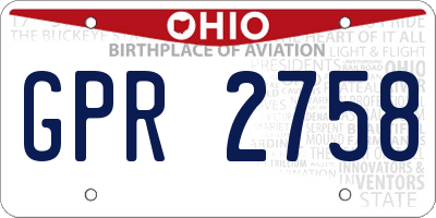 OH license plate GPR2758