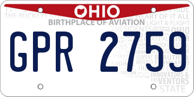 OH license plate GPR2759