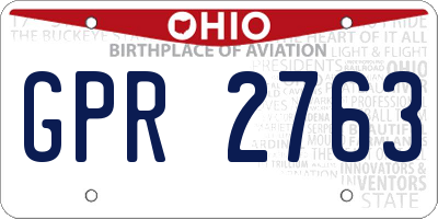 OH license plate GPR2763