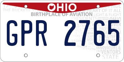OH license plate GPR2765