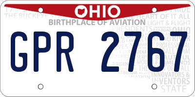 OH license plate GPR2767