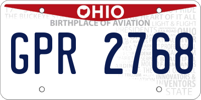 OH license plate GPR2768