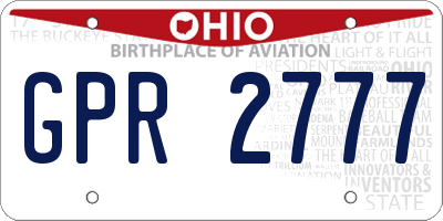 OH license plate GPR2777
