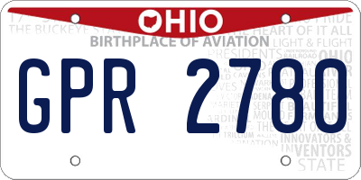 OH license plate GPR2780