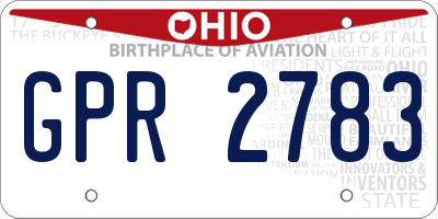 OH license plate GPR2783