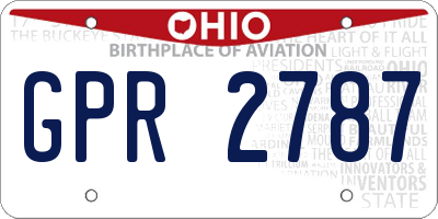 OH license plate GPR2787