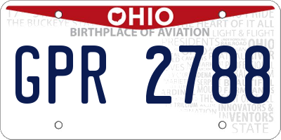 OH license plate GPR2788