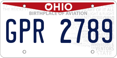 OH license plate GPR2789