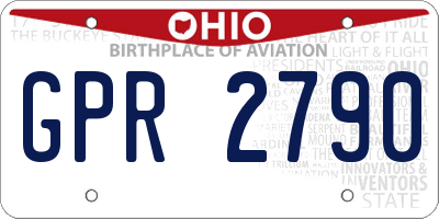 OH license plate GPR2790