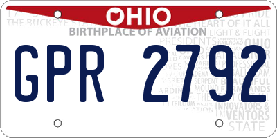 OH license plate GPR2792