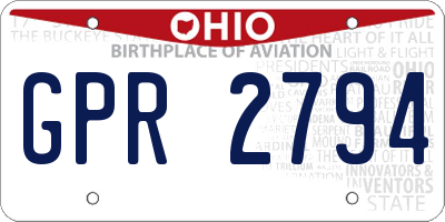 OH license plate GPR2794