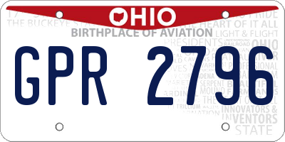 OH license plate GPR2796