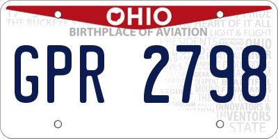 OH license plate GPR2798