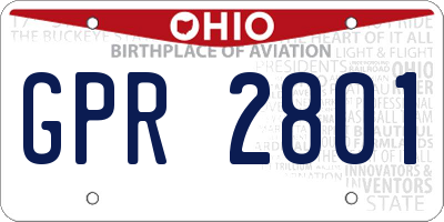 OH license plate GPR2801