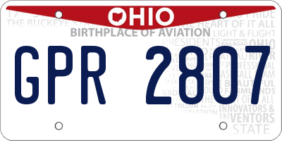 OH license plate GPR2807