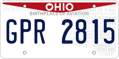 OH license plate GPR2815