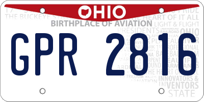 OH license plate GPR2816