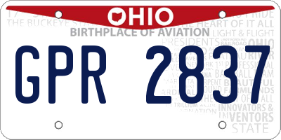 OH license plate GPR2837