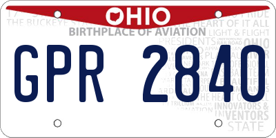 OH license plate GPR2840
