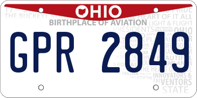 OH license plate GPR2849