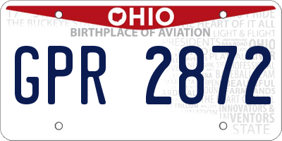 OH license plate GPR2872