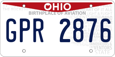 OH license plate GPR2876