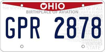 OH license plate GPR2878