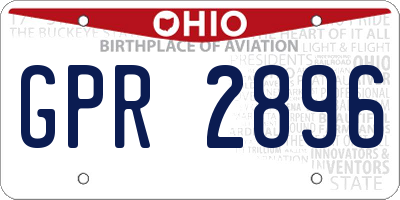 OH license plate GPR2896
