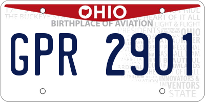 OH license plate GPR2901