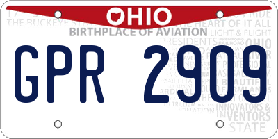 OH license plate GPR2909