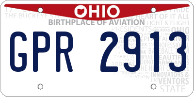 OH license plate GPR2913