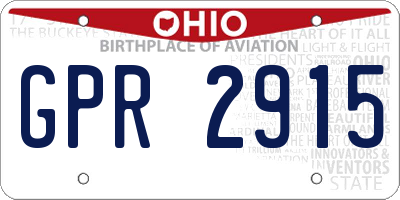 OH license plate GPR2915