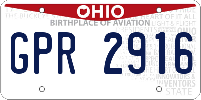 OH license plate GPR2916