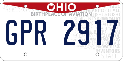 OH license plate GPR2917