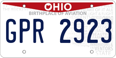 OH license plate GPR2923